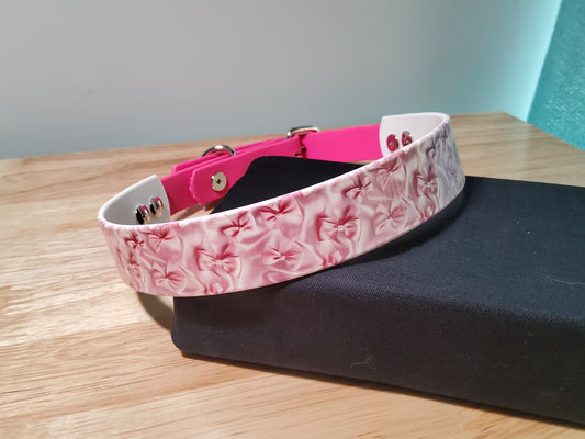 🎀 Pink Bow Biothane Dog Collar