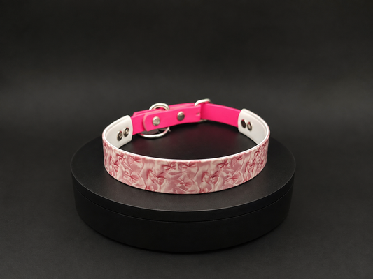 🎀 Pink Bow Biothane Dog Collar