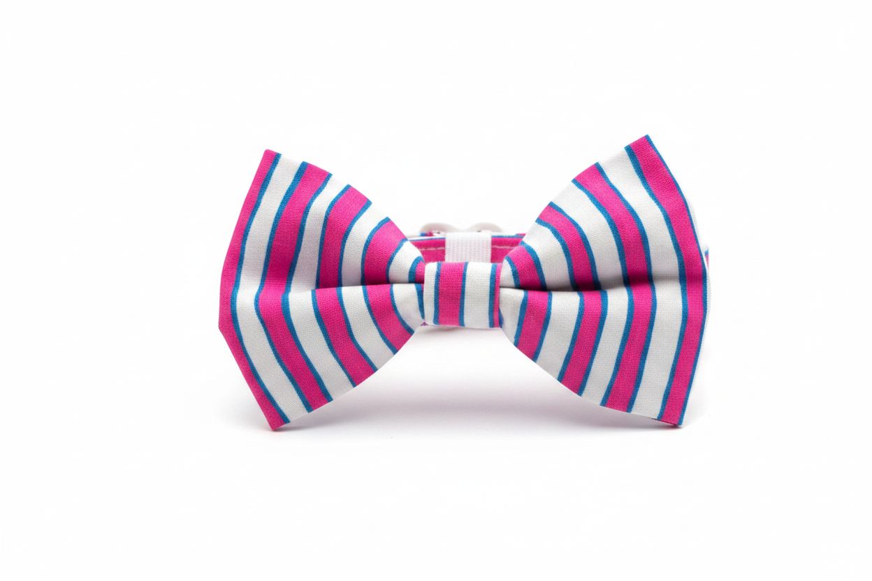 Pink Blue Striped Bow