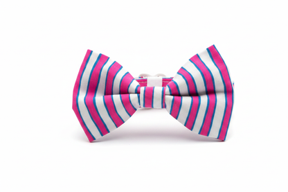 Pink Blue Striped Bow