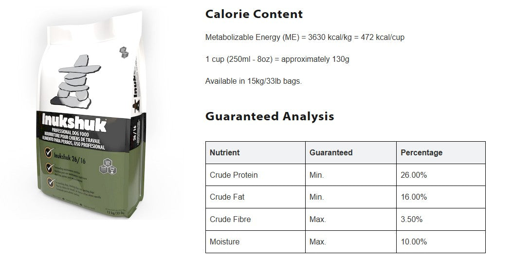 Inukshuk Professional Dog Food 26/16